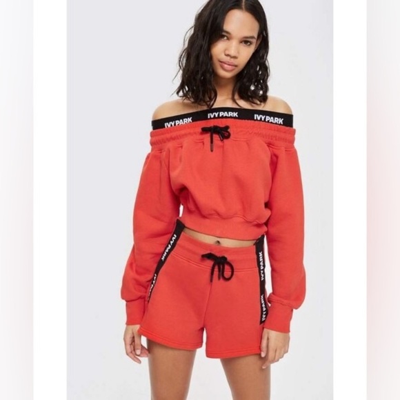 IVY PARK Sweaters - IVY PARK OFF THE SHOULDER CROPPED SWEATSHIRT IN FIERY RED SIZE LARGE RARE COLOR